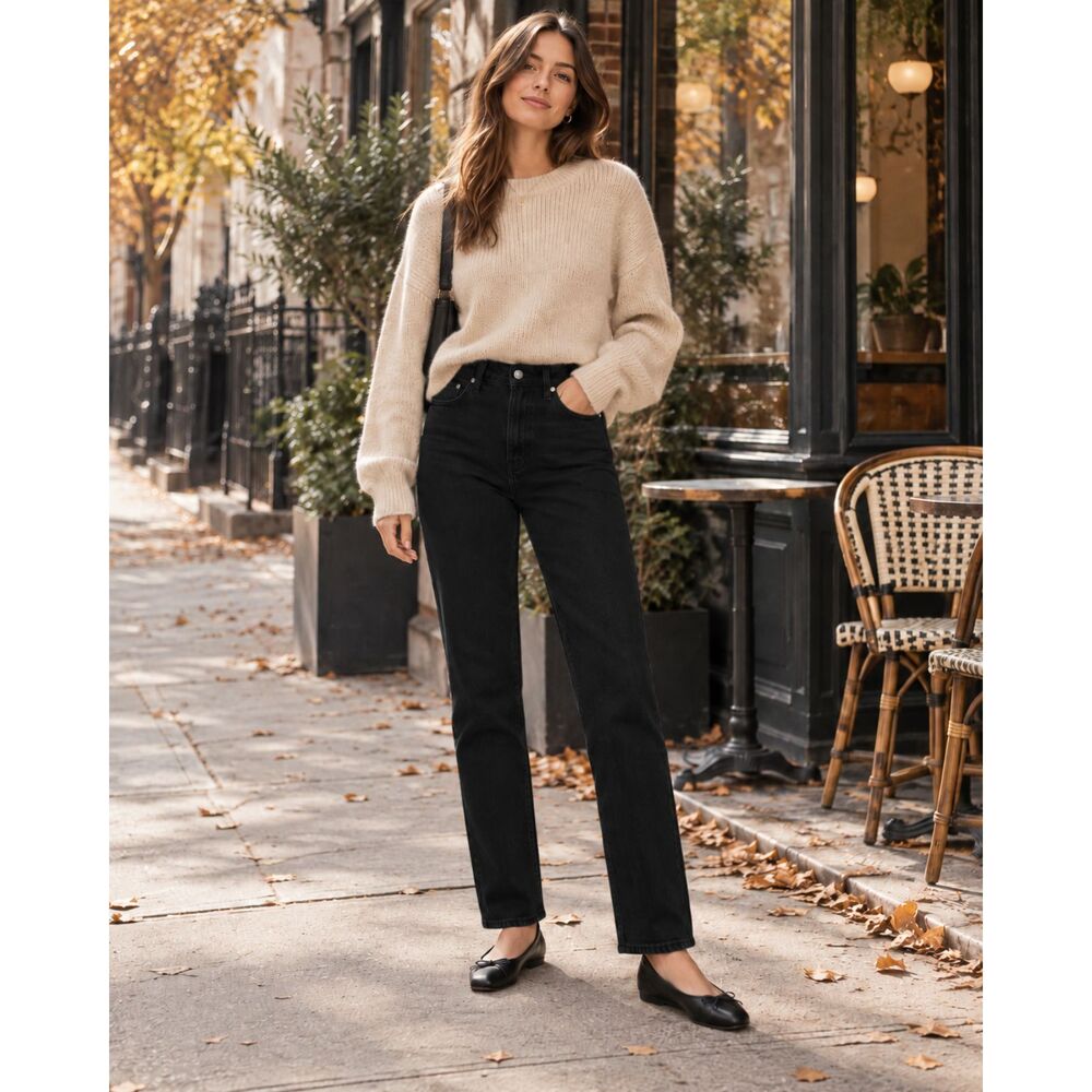 Reformation Cynthia High Rise Straight Jeans Black Size 26 Button Fly Denim